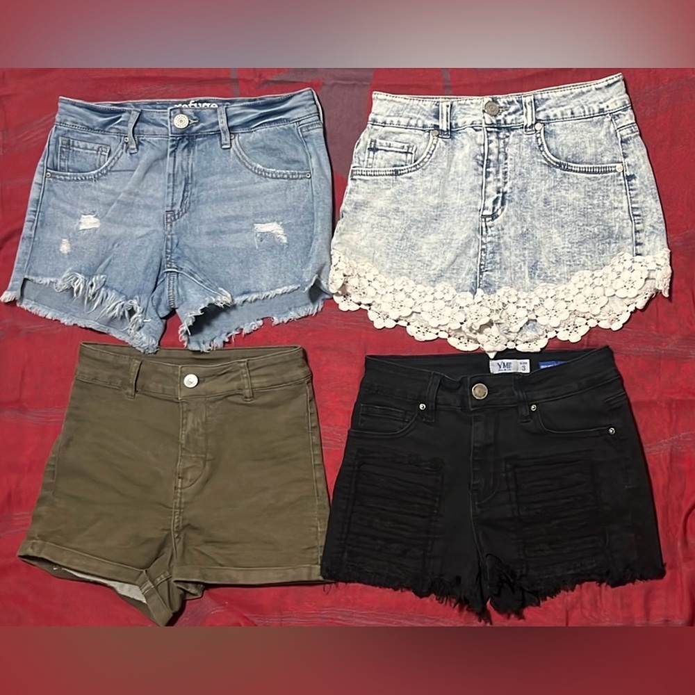 Summer Women's Jean Shorts Collection - Black, Blue, Green (5 Shorts)
